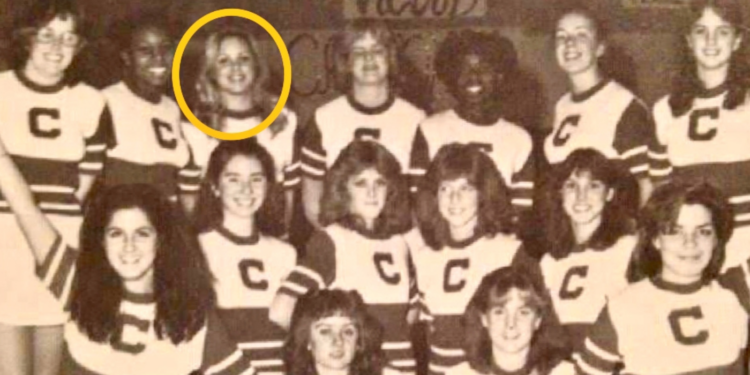 Maria Bello as a cheerleader