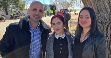 Maren Altman, Adam Sigal, and Lily Gladstone on the set of Lone Wolf