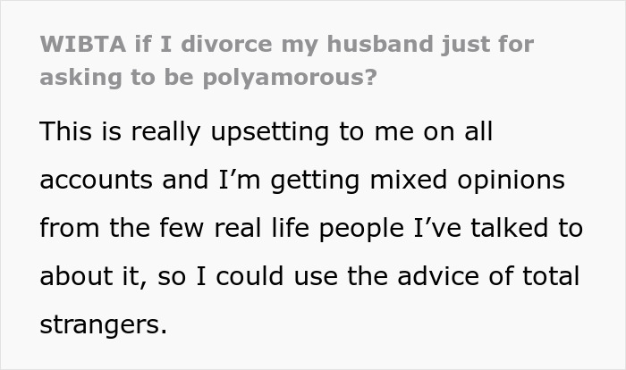 Woman Is Heartbroken That Husband Suggests Trying Out Polyamory After 1 Year Of Marriage