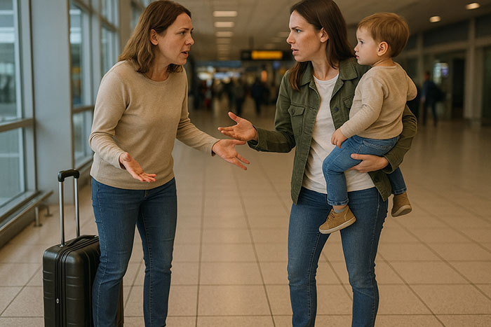 Woman Tries To Survive TSA At 7AM, Gets Ambushed By Rude Mom With Opinions And A Megaphone Kid