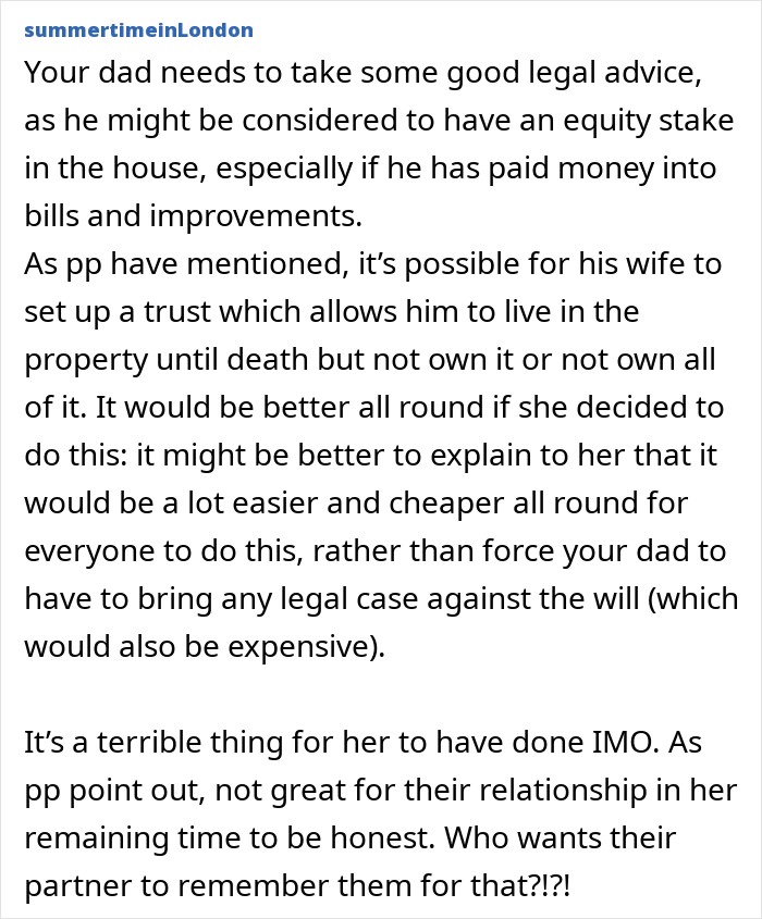 Woman Plans To Leave Long-Term Partner Homeless If She Dies After 20 Years Of Living Together