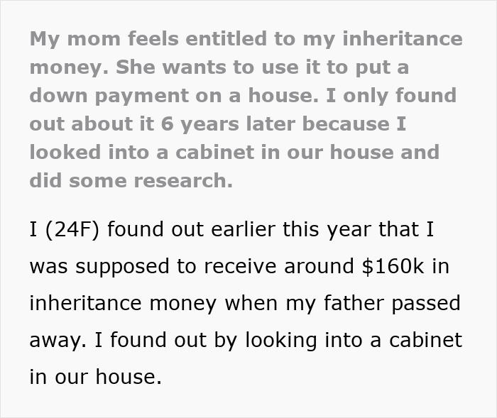 &#8220;She Thinks She&#8217;s Entitled To This Money&#8221;: Mom Sinks Her Claws Into Daughter&#8217;s Inheritance Of $160K