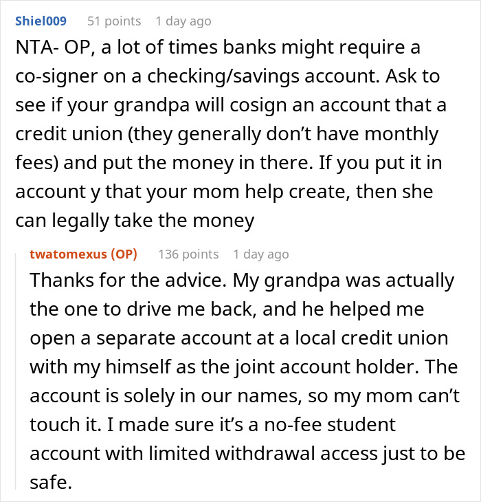 Wealthy Grandpa Gifts Grandson $10K For Getting Into College, Mom Mad He Won’t Share With Wild Sis