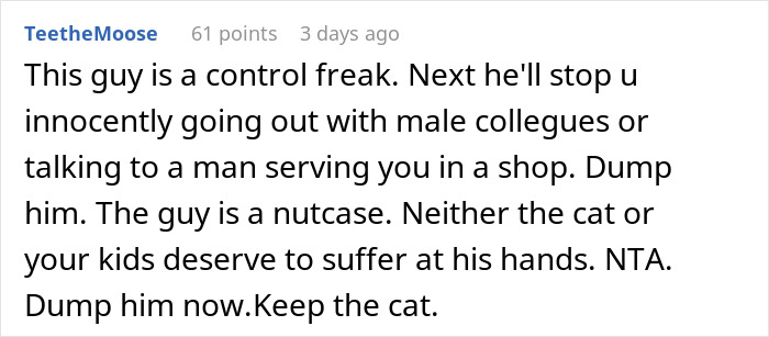 Controlling BF Wants Woman To Get Rid Of Her Cat, She Bails On The Relationship Instead