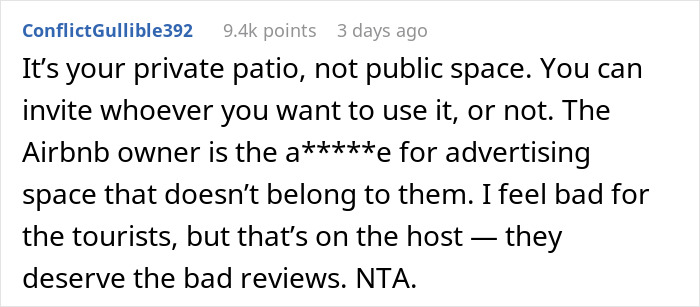 Homeowner Kicks Out Neighbor’s Airbnb Guests From His Patio, Get Accused Of Discrimination