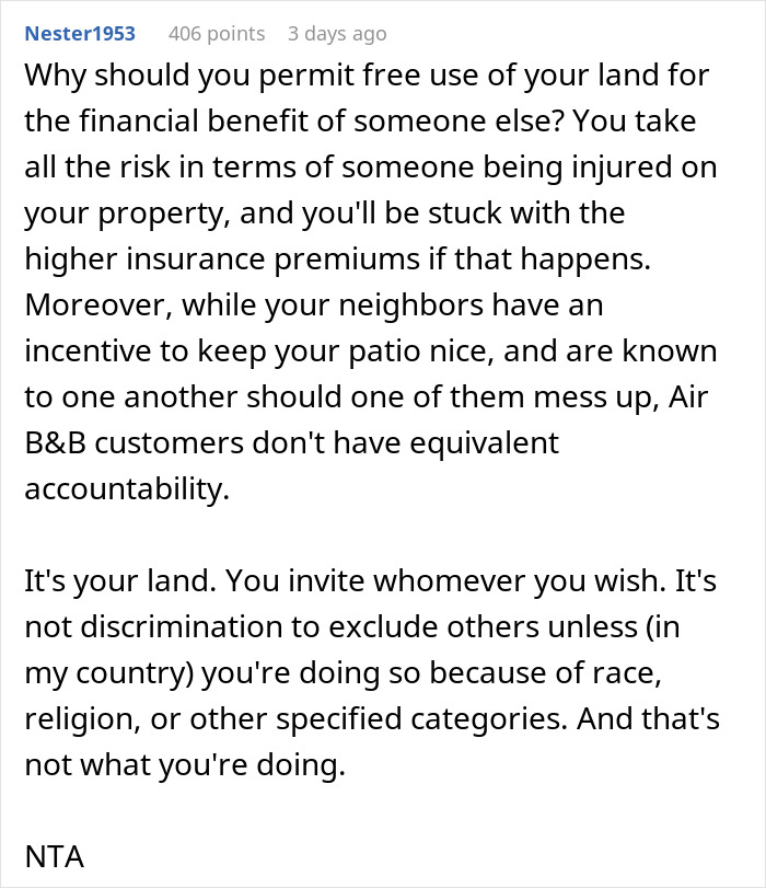 Homeowner Kicks Out Neighbor’s Airbnb Guests From His Patio, Get Accused Of Discrimination