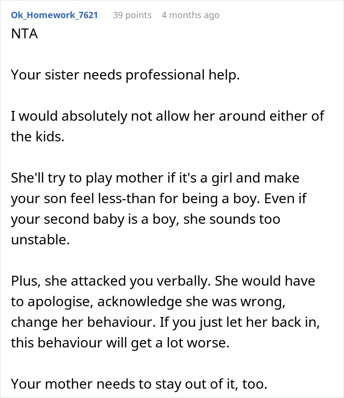 Pregnant Woman Scared Of Sister Who Is A Mom Of 6 Boys In The Case Her Baby Is A Girl