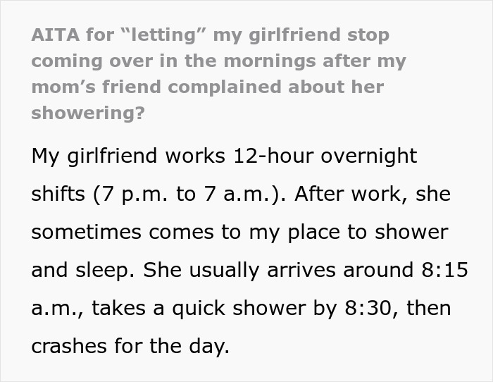 Woman Quietly Stops Visiting BF After His Housemate Complains About Her Showering, Causes Family Drama