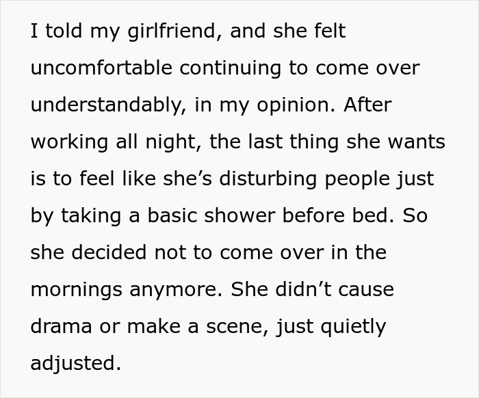 Woman Quietly Stops Visiting BF After His Housemate Complains About Her Showering, Causes Family Drama