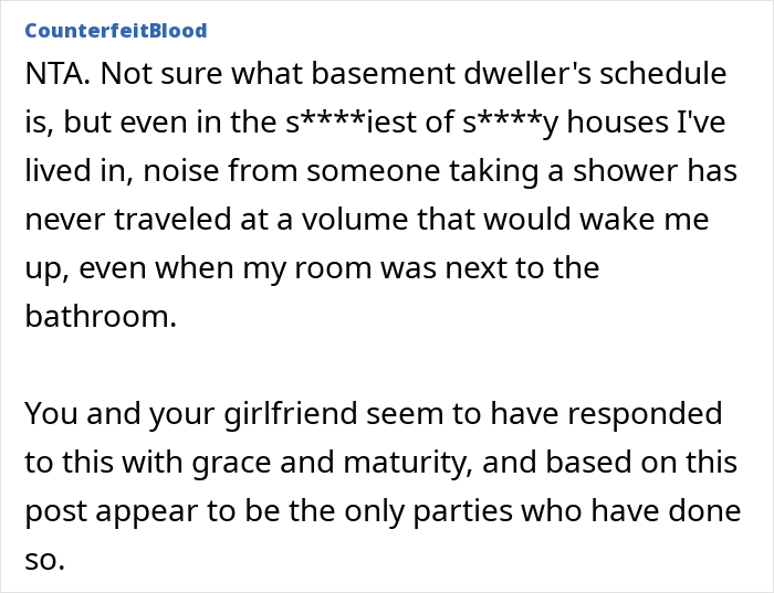 Woman Quietly Stops Visiting BF After His Housemate Complains About Her Showering, Causes Family Drama