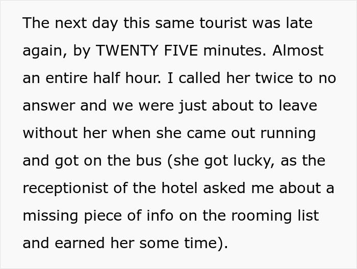 Always-Late Woman Tells Tour Guide To Wake Her Up, Gets Left Behind Instead