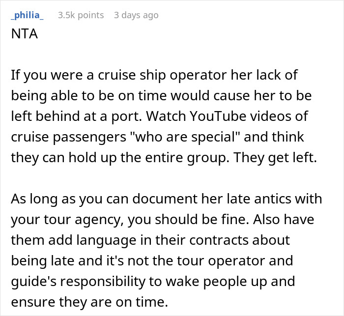 Always-Late Woman Tells Tour Guide To Wake Her Up, Gets Left Behind Instead
