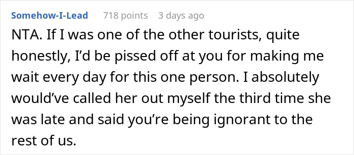 Always-Late Woman Tells Tour Guide To Wake Her Up, Gets Left Behind Instead