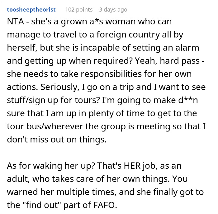 Always-Late Woman Tells Tour Guide To Wake Her Up, Gets Left Behind Instead