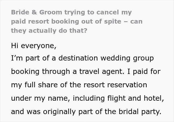 &#8220;They Were Bluffing&#8221;: Woman Outs Bride And Groom Trying To Sabotage Her Vacation