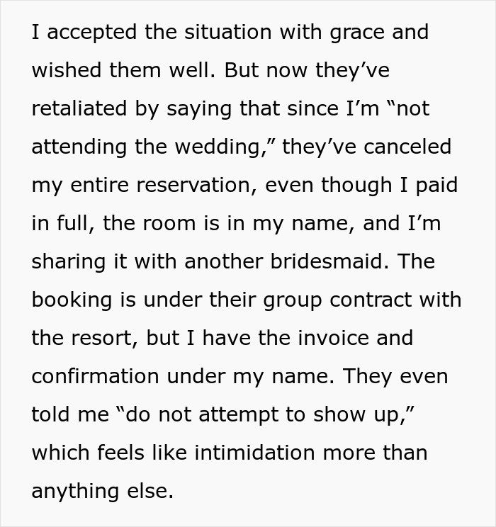 &#8220;They Were Bluffing&#8221;: Woman Outs Bride And Groom Trying To Sabotage Her Vacation