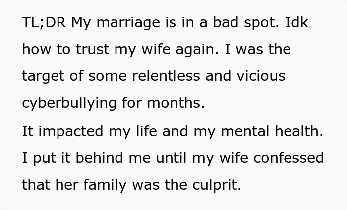 Man Learns His Wife’s Family Secretly Cyber-Bullied Him, Bans Them From Seeing His Son