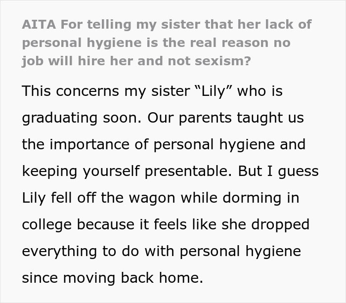 Woman Blames Sexism For Not Landing A Job, Gets Hit With A Brutal Reality Check From Sister