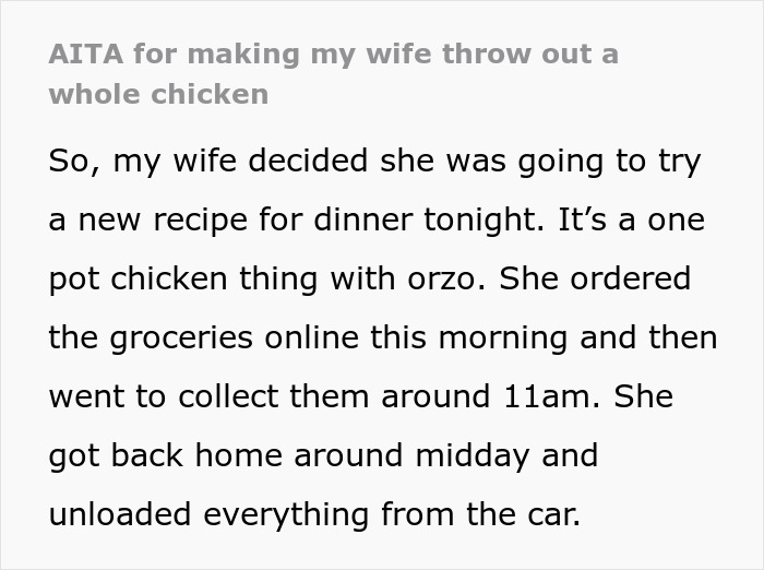 Wife Leaves Raw Chicken In Trunk For Hours, Husband Declares It Biohazard And Refuses Dinner