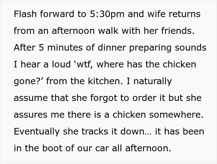 Wife Leaves Raw Chicken In Trunk For Hours, Husband Declares It Biohazard And Refuses Dinner