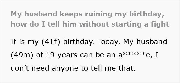 Husband’s Birthday Surprise For Wife Lands Them In Therapy After 19 Years Of Marriage