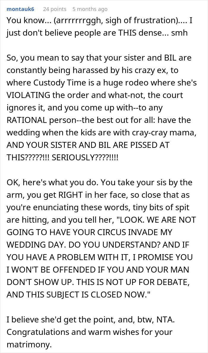 Man Saw BIL’s Ex Ruin Too Many Family Events, Make Sure She Doesn’t Do That On His Wedding