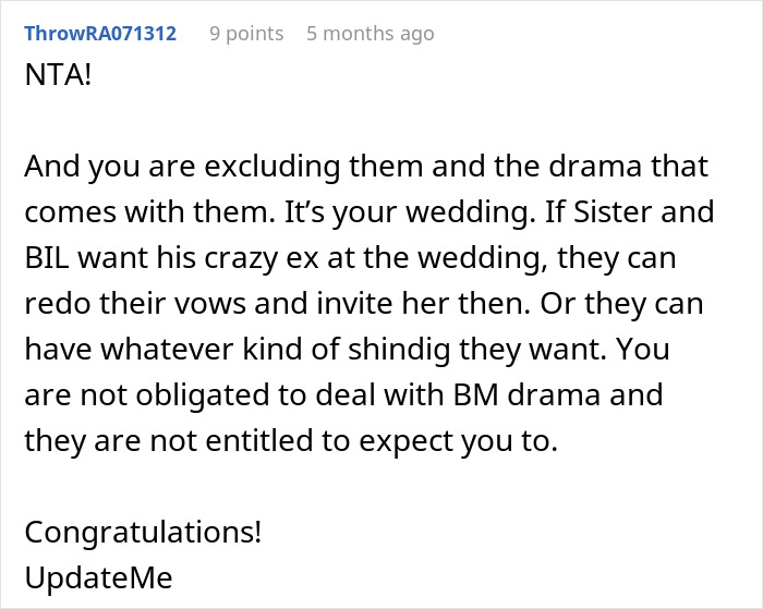 Man Saw BIL’s Ex Ruin Too Many Family Events, Make Sure She Doesn’t Do That On His Wedding