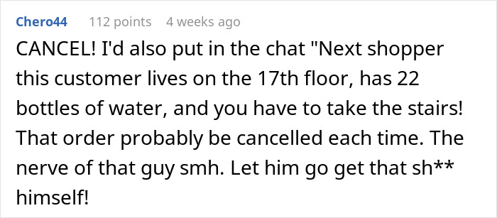 Instacart Shopper Refuses To Carry 168 Bottles And 14 Jugs Of Water Up 17 Floors: “You Have To Use The Stairs”