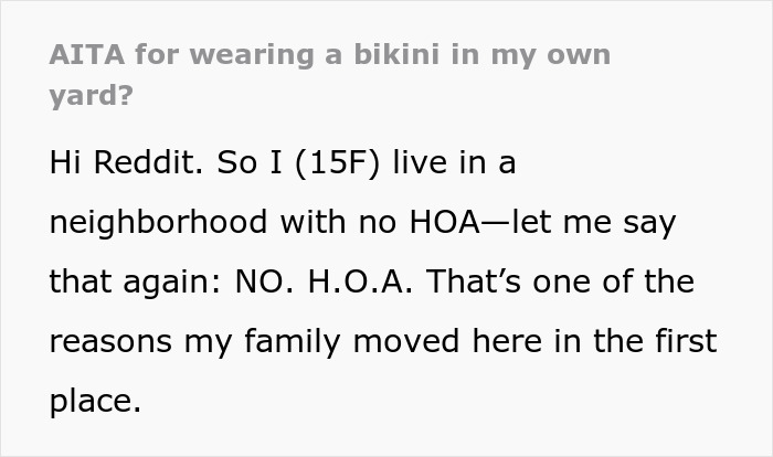 Woman Has A Problem With Neighbor’s Teen Wearing A Bikini In Private Yard, Gets Shut Up Pretty Fast