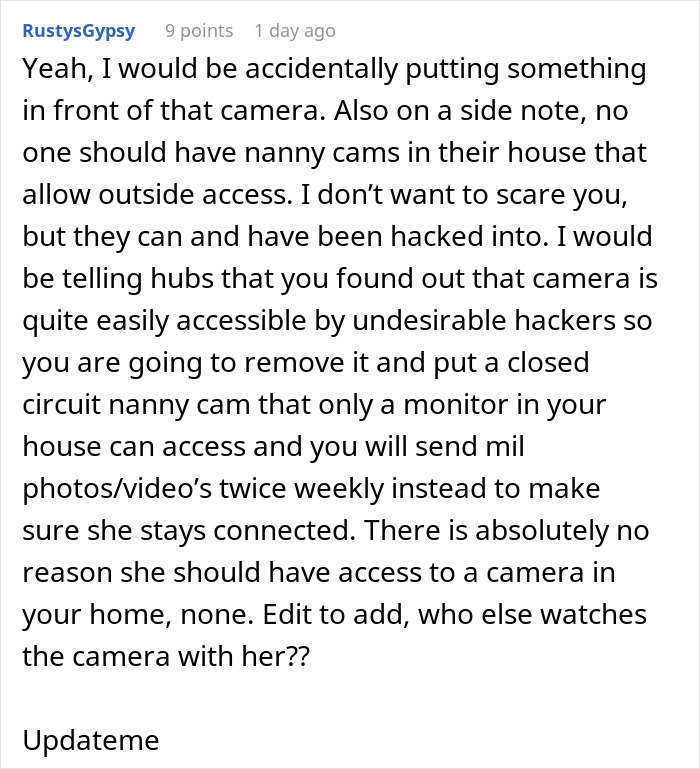 Mom Disables MIL’s Baby Cam Access After Realizing She’s Always Spying On Her Too