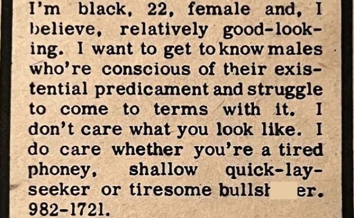 “Ex-Nun Starved For Romance”: 85 Ads From The “Personals” Column That Show People Haven’t Changed