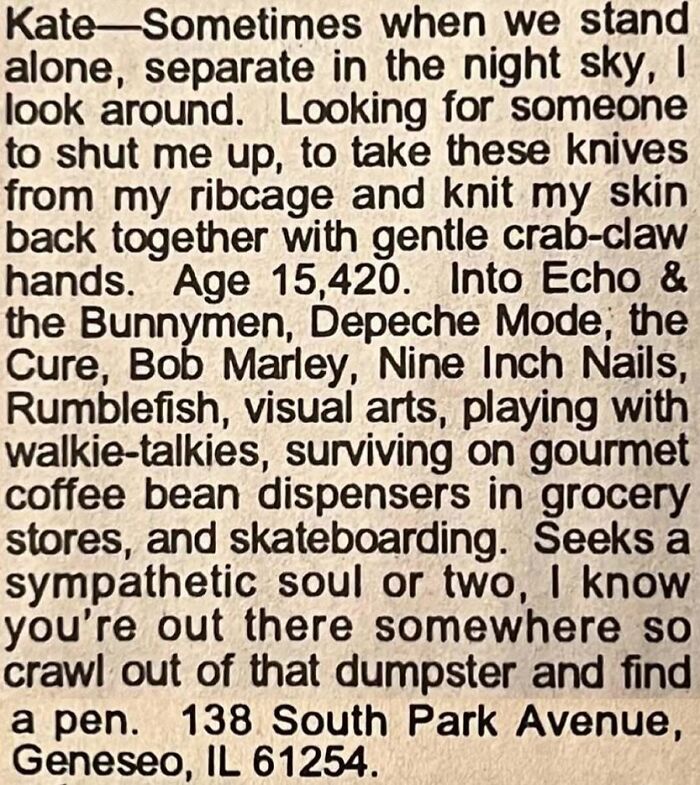 “Ex-Nun Starved For Romance”: 85 Ads From The “Personals” Column That Show People Haven’t Changed