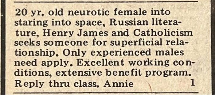 “Ex-Nun Starved For Romance”: 85 Ads From The “Personals” Column That Show People Haven’t Changed
