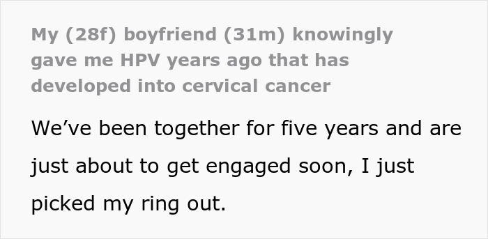 Woman Can’t Help But Resent Healthy BF While She Has Cancer Because Of HPV He Had In The Past