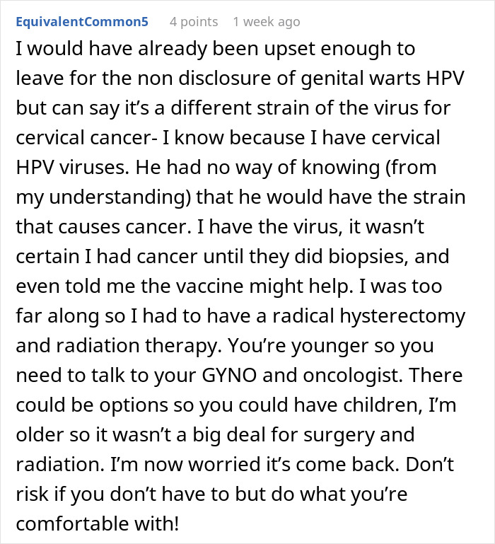Woman Can’t Help But Resent Healthy BF While She Has Cancer Because Of HPV He Had In The Past