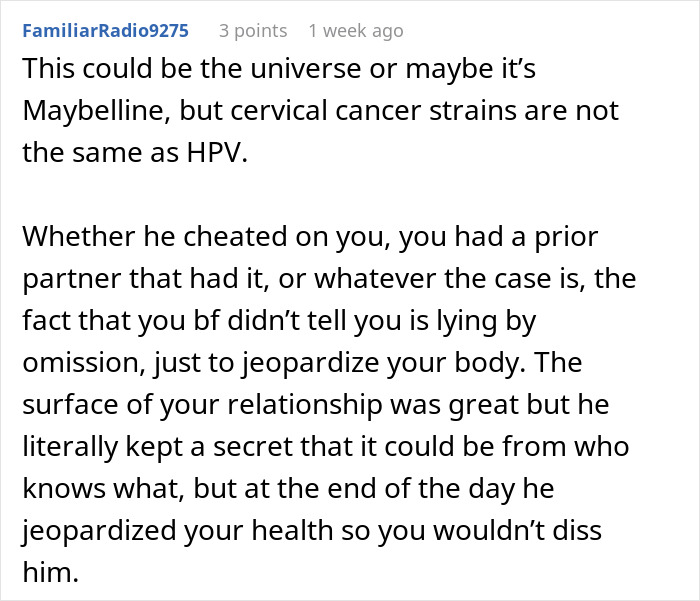 Woman Can’t Help But Resent Healthy BF While She Has Cancer Because Of HPV He Had In The Past