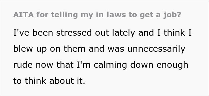 “AITA For Telling My In-Laws To Get A Job?”