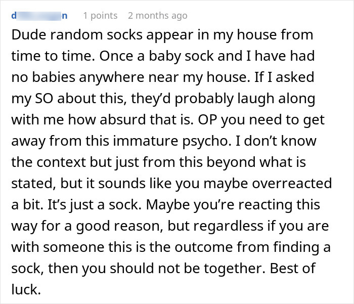 Woman Finds Mysterious Sock At Home, But It’s Her Boyfriend’s Reaction That Shocks Her