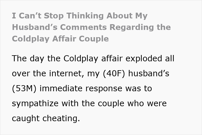 “I Can’t Stop Thinking About My Husband’s Comments Regarding the Coldplay Affair Couple”