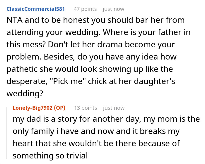 Bride&#8217;s Mom Threatens To Skip The Wedding If Bride Refuses To Let Her Wear White Gown To The Event