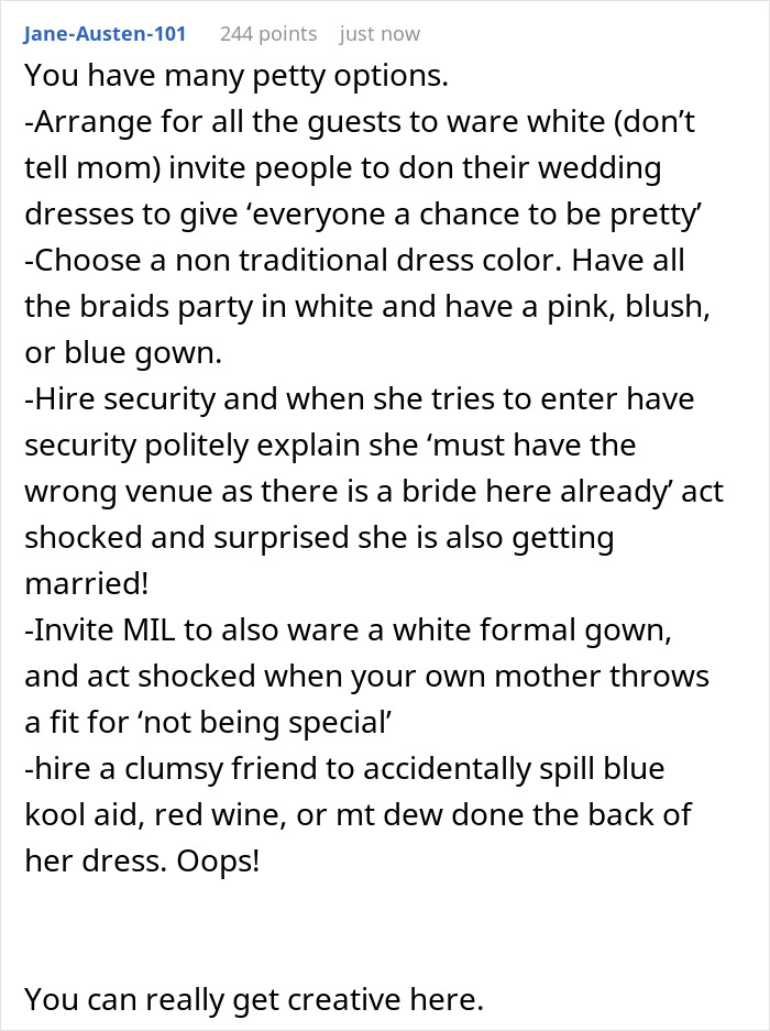 Bride&#8217;s Mom Threatens To Skip The Wedding If Bride Refuses To Let Her Wear White Gown To The Event