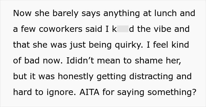 Worker Confronts Woman Over Bizarre Lunchtime Ritual, Office Claims She Went Too Far With Criticism