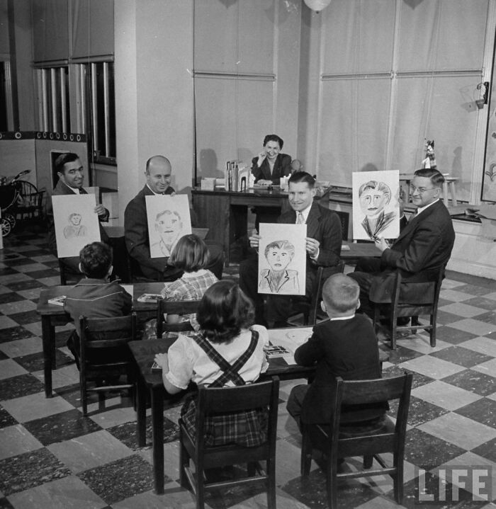 Back In 1949, Kids Were Told To Draw Their Dads From Memory, These 8 Photos Show What Happened