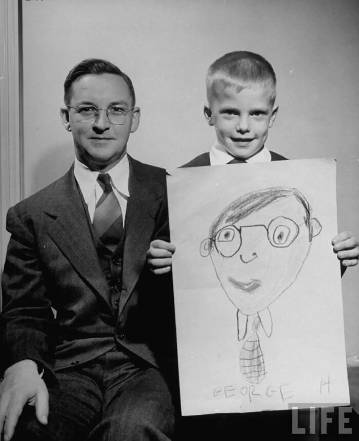 Back In 1949, Kids Were Told To Draw Their Dads From Memory, These 8 Photos Show What Happened