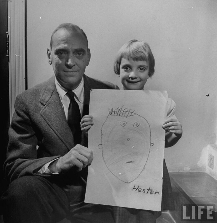 Back In 1949, Kids Were Told To Draw Their Dads From Memory, These 8 Photos Show What Happened