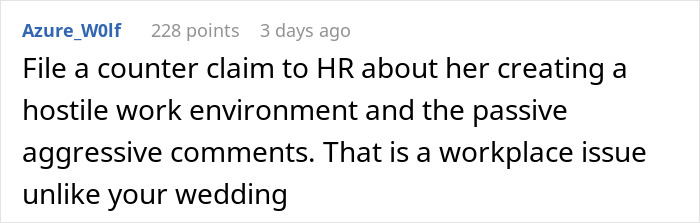 Person Flabbergasted By Coworker Who Goes To HR After Not Getting An Invitation To Their Wedding