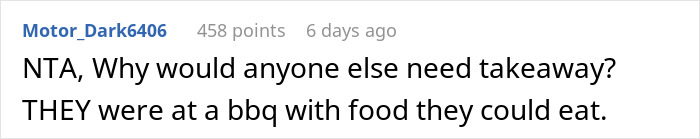 Woman With Dietary Needs Brings Food, In-Laws Eat It All, Call Her Names