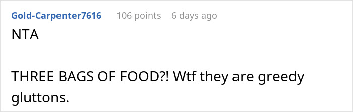 Woman With Dietary Needs Brings Food, In-Laws Eat It All, Call Her Names