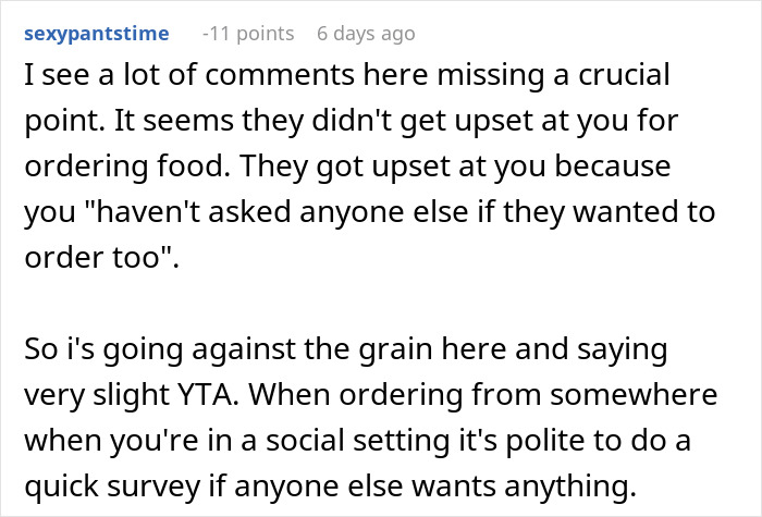 Woman With Dietary Needs Brings Food, In-Laws Eat It All, Call Her Names