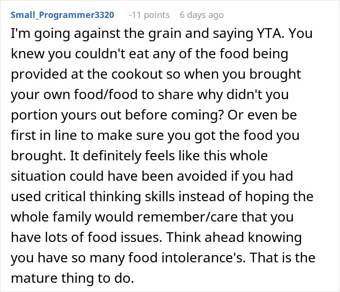 Woman With Dietary Needs Brings Food, In-Laws Eat It All, Call Her Names
